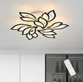Garwarm LED Ceiling Light, Dimmable Modern Flower Shape Flush Mount Ceiling Lamp, 75W Acrylic Petals Ceiling Chandelier Lighting with Remote Control for Living Room Bedroom Dining Room (Black)