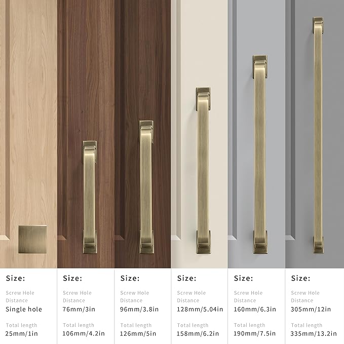 Khtumeware 6 Pack 12 Inch Cabinet Handles - Brushed Antique Brass Pulls and Drawer Handles for Cabinets