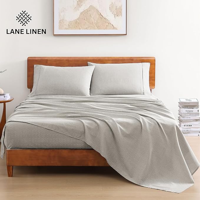 LANE LINEN 100% Organic Cotton Bed Sheets Extra Long Twin, Soft & Comfy Fully Elasticized Percale Perfect for Hospital Bed & Dorm Room, Low Pilling Machine Washable Printed Twin XL Sheet- Snowdrop
