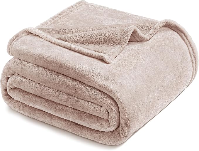 Exclusivo Mezcla Fleece Blanket King Size for Bed, Super Soft and Warm, All Season Use, Cozy, Plush, Lightweight, 120x120 Inches, Camel