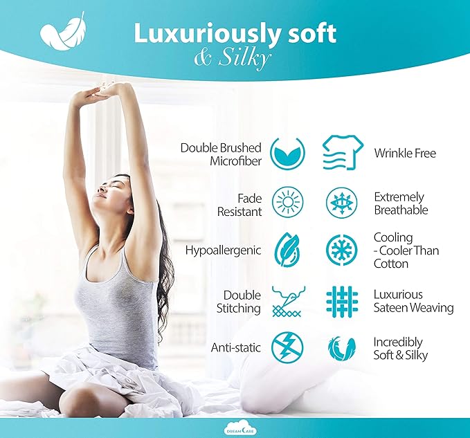 DREAMCARE King Size Sheets Set – 6 pcs Cooling Bed Sheets – up to 21” Deep Pocket King Sheet Set – 2500 Supreme Collection – Extra Soft 100% Brushed Microfiber Hotel Luxury with Side Pocket – L Gray