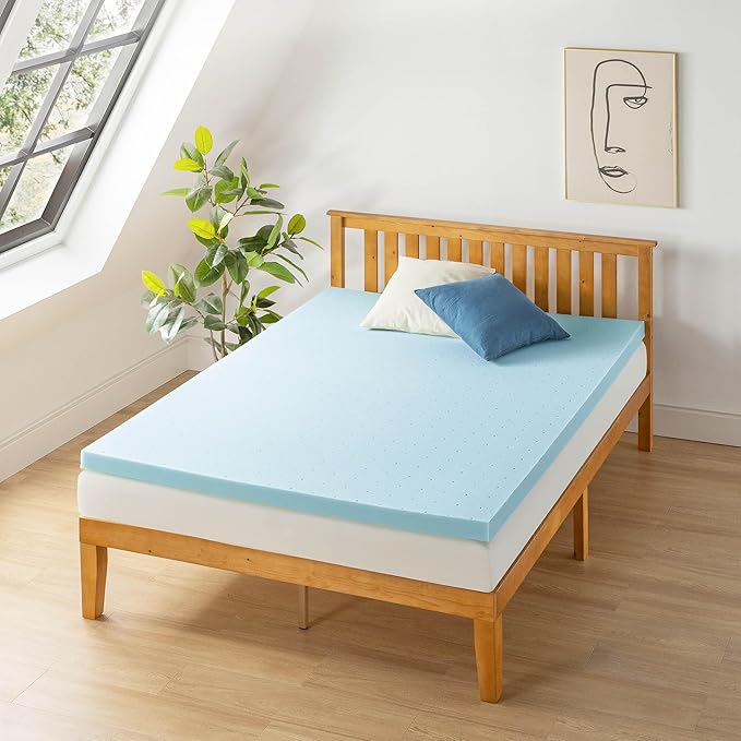 Best Price Mattress 2.5 Inch Ventilated Memory Foam Mattress Topper, Cooling Gel Infusion, CertiPUR-US Certified, Dorm Essentials, Queen