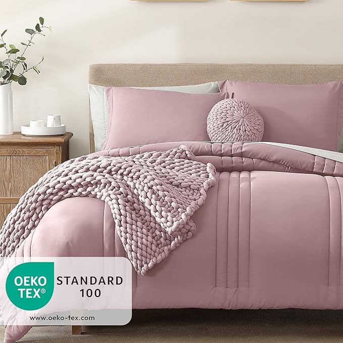 Monbix Queen Comforter Set - 7 Pieces Zephyr Bed in a Bag Queen Bedding Sets with Comforters, All Seasons Down Alternative Comforter Bed Set with Sheets,Pillowcases & Shams