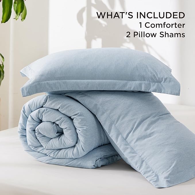 Bedsure King Size Comforter Set - Light Blue Soft Bedding for All Seasons, Cationic Dyed Bed Set, 3 Pieces, 1 King Size Comforter (104"x90") and 2 Pillow Shams (20"x36"+2")