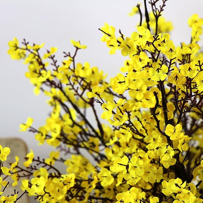 JAKY-Global Babys Breath Fabric Cloth Artificial Flowers 20 Bundle European Fake Silk Plants Decor Wedding Party Decoration Bouquets Real Touch DIY Home Garden (Yellow, 20 Bundles)