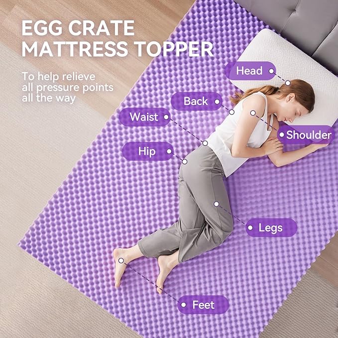SINWEEK 1.5 Inch Egg Crate Memory Foam Mattress Topper Twin XL, Twin Extra Long Mattress Pads for College Dorm Single Bed, Pressure Relieve CertiPUR-US Certified, 39x80 Inches