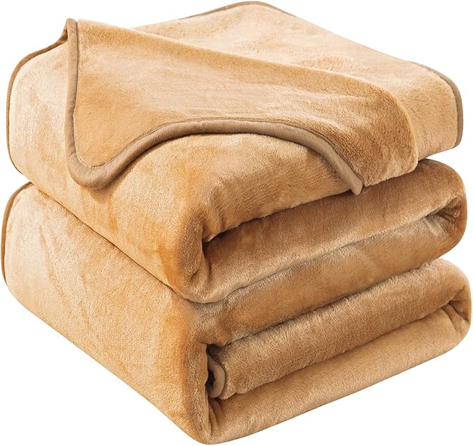 HOZY Soft Blanket King Size Fleece Warm Fuzzy Throw Blankets for The Bed Sofa Lightweight 350GSM Camel 90"*108"