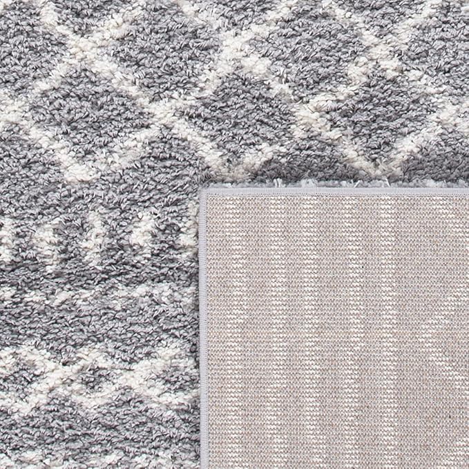 SAFAVIEH Arizona Shag Collection Area Rug - 8' Square, Grey & Ivory, Moroccan Design, Non-Shedding & Easy Care, 1.6-inch Thick Ideal for High Traffic Areas in Living Room, Bedroom (ASG741G)