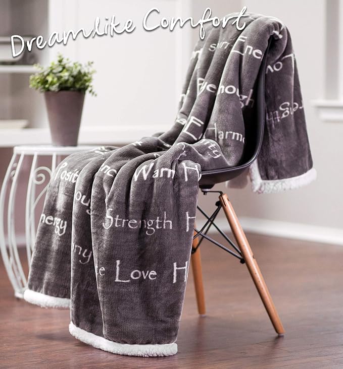 Chanasya Premium Sympathy Warm Hugs Gift Throw Blanket - Healing Gift Cancer Chemo Survivor Get Well Caring Gifts - Comfort Gift Blanket for Love Support Strength - Women Men Friend Grandpa - Gray