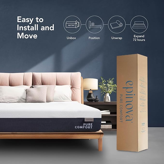 EPITEX Pure Comfort 10 Inch Twin Size Memory Foam Mattress – Air-Flow Memory Foam, Medium Plush for Pressure Relief and Motion Isolation, Breathable Pure Cotton Cover, CertiPUR-US Certified