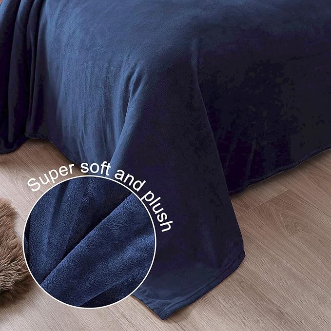 Exclusivo Mezcla Fleece Blanket Twin Size for Bed, Super Soft and Warm, All Season Use, Cozy, Plush, Lightweight, 90x66 Inches, Navy Blue