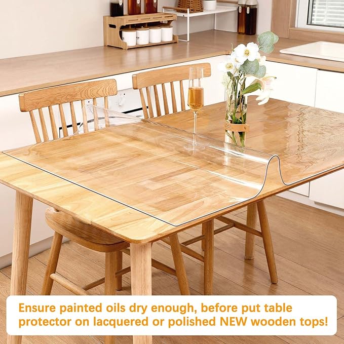 1.5mm Thick 18 x 54'' Clear Plastic Table Protector for Dining Room Waterproof PVC Table Tablecloth Cover Vinyl Desk Pad Mat Wood Furniture Coffee Glass End Hallway Table Top Surface Protection Liner