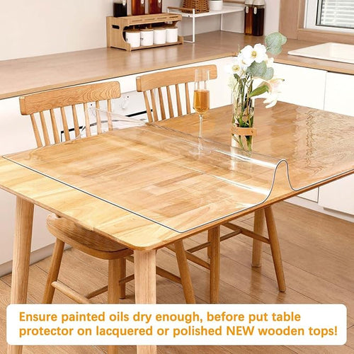 1.5mm Thick 18 x 54'' Clear Plastic Table Protector for Dining Room Waterproof PVC Table Tablecloth Cover Vinyl Desk Pad Mat Wood Furniture Coffee Glass End Hallway Table Top Surface Protection Liner