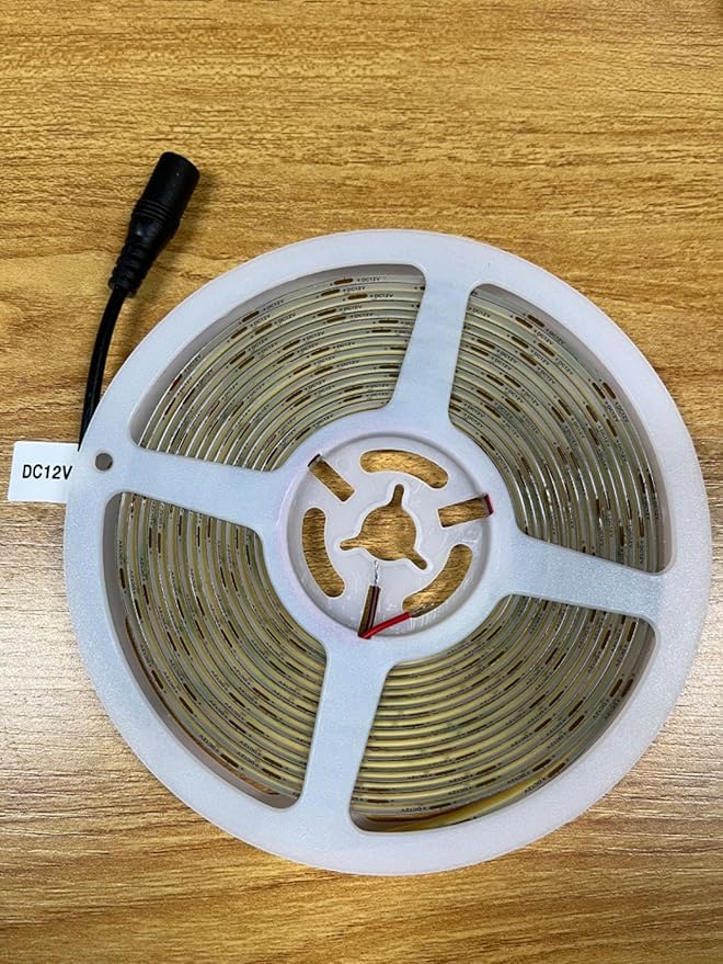 TOPAI 12V COB LED Strip Light 3000K Warm White Waterproof IP65 480LEDs/M Super Bright 4000Lm CRI>90 16.4ft/5M Dotless High Density Cuttable Flexible for Cabinet Home DIY Lighting Projects