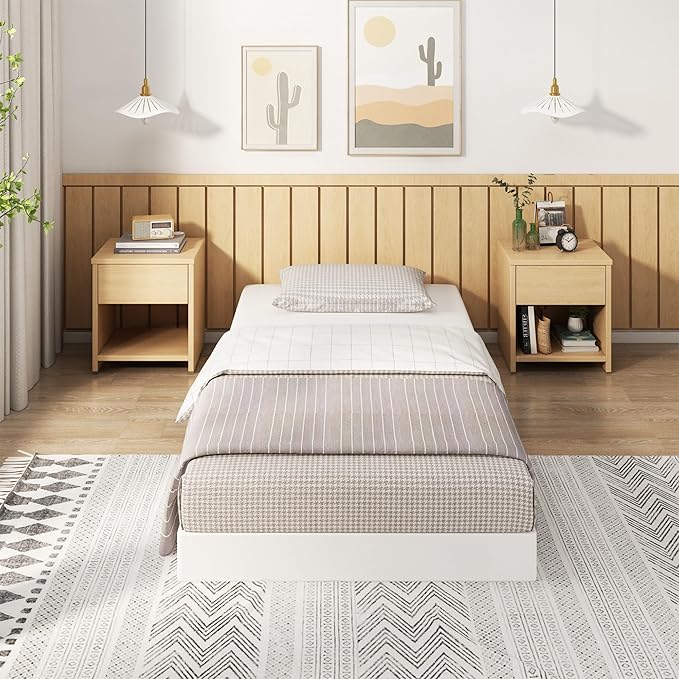 EMODA 4 Inch Twin Box Spring Heavy Duty Metal Mattress Foundation Bed Base with Fabric Cover, Easy Assembly