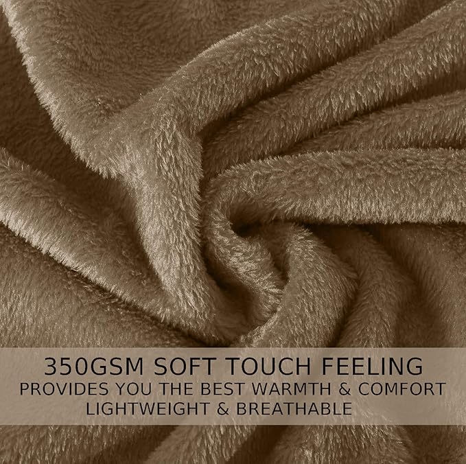 Soft Travel Size Throw for All Season Warm Fuzzy Microplush Lightweight Thermal Fleece Summer Autumn Fall Winter Spring Blankets for Bed Couch Sofa,50x60 Inches,Taupe