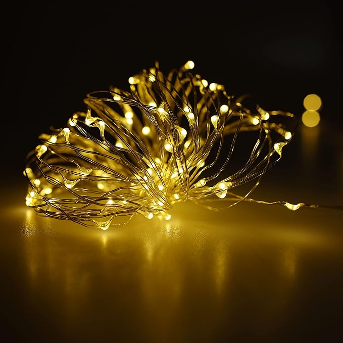 Karlling USB Plug in LED Fairy Lights,2 Packs of 50 LED Bulbs 16 Ft Silver Wire Starry String Lights for Bedroom Patio Garden Party Wedding Commercial Lighting (Warm White)