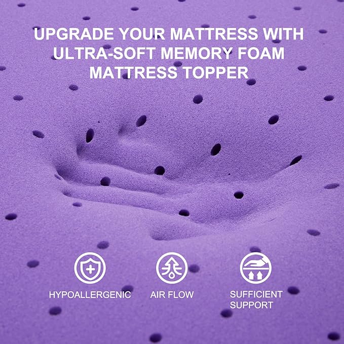 SINWEEK 3 Inch Gel Memory Foam Mattress Topper Twin XL, Twin Extra Long Mattress Pads for College Dorm Single Bed, Ventilated Soft Bed Topper, CertiPUR-US Certified, Twin XL Size