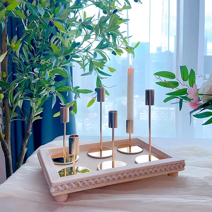 Gold Taper Candlestick Holders,Taper Candle Holders Set of 15,Metal Taper Candle Sticks Stand Holders,Modern Decorative Candle Holders for Wedding Certerpieces,Festive, Mantel,Home,Party