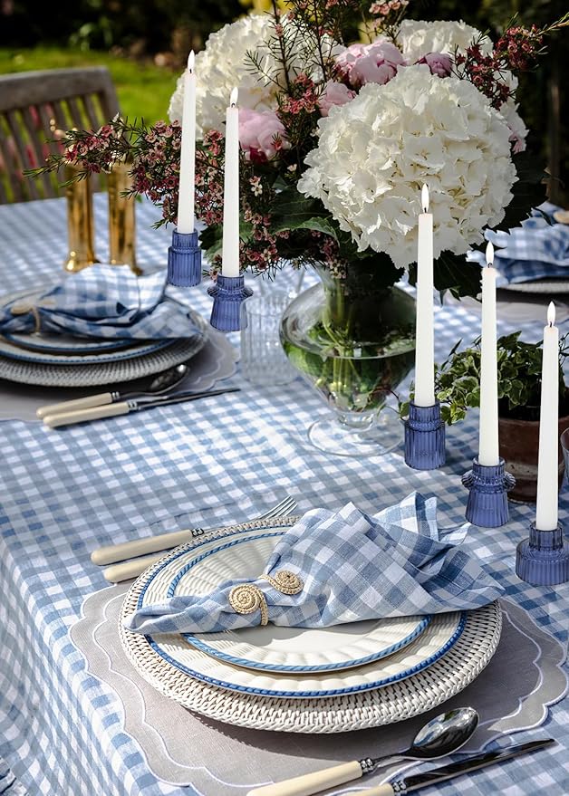 Vixdonos Glass Candlestick Holders Tealight Candle Holders for Table Centerpieces, Wedding Decor and Dinner Party (3 Pcs, Dark Blue)