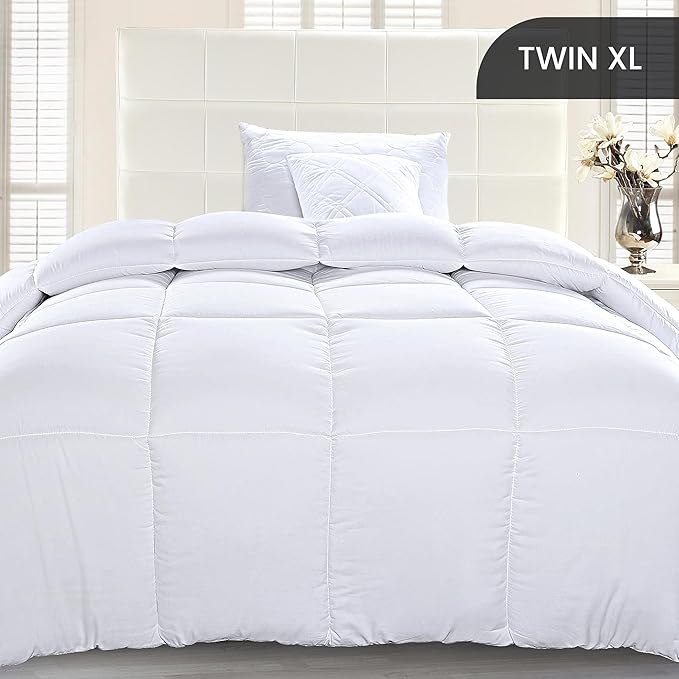 Utopia Bedding Comforter Duvet Insert, Quilted Comforter with Corner Tabs, Box Stitched Down Alternative Comforters Twin XL Size (White)