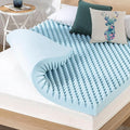 Best Price Mattress 4 Inch Egg Crate Memory Foam Mattress Topper with Cooling Gel Infusion, CertiPUR-US Certified, Dorm Essentials, Queen, Light Blue