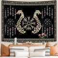 OSUNBD Nordic Vikings Tapestry, Large 10890 inches Soft Flannel, Vegvsir Symbol Twins Dragons Celtic Rune Scandinavian Aesthetic Mythology Tapestry Wall Hanging for Bedroom Living Room Decor