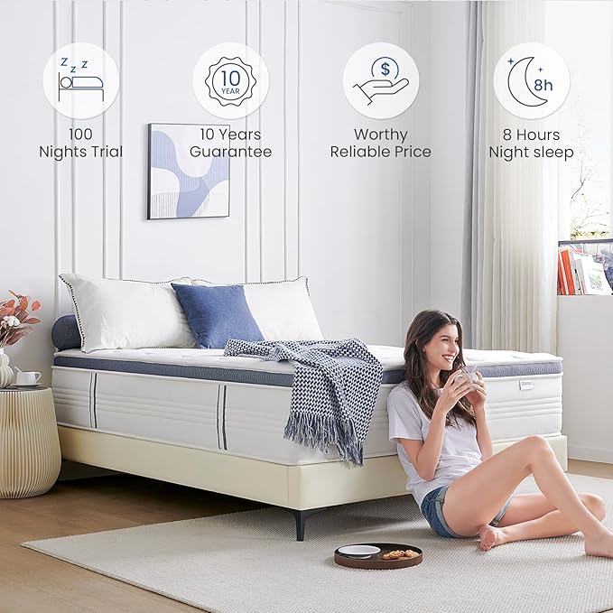 King Size Mattress, 14 Inch King Mattress in a Box with Gel Memory Foam,Motion Isolation Individually Pocketed Springs for Pressure Relief and Back Pain Relief-Plush,CertiPUR-US