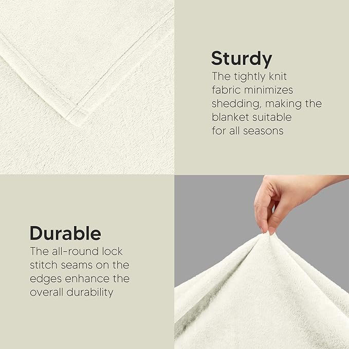 Utopia Bedding Fleece Blanket Throw Size Ivory 300GSM Luxury Anti-Static Fuzzy Soft Microfiber Blanket for Couch, Sofa and Bed (60x50 Inch)