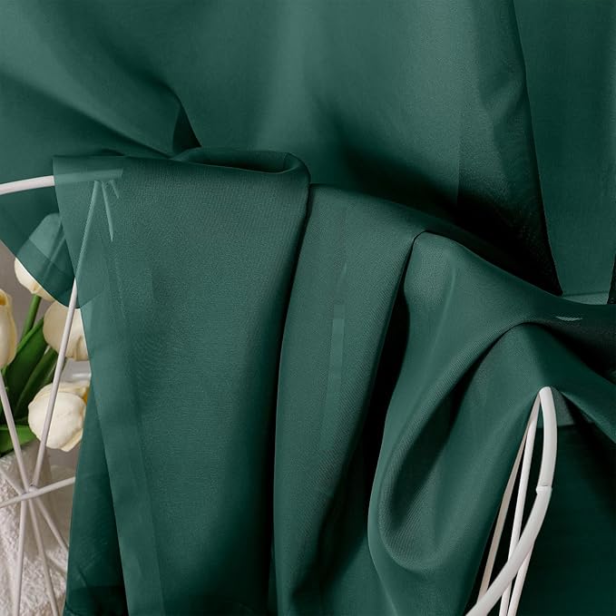 OVZME Hunter Green Sheer Curtains 72 Inches Long 2 Panels - Soft Light Filtering Window Sheer Panels for Living Room/Bedroom, Top Dual Rod Pocket, 1 Pair, Each 42Wx72L Inches
