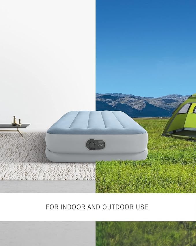 Intex 64157E Dura Beam Plus Mid-Rise Air Mattress: Fiber Tech Twin Size Built in USB Electric Pump 14in Bed Height 300lb Weight Capacity (Pack of 3)