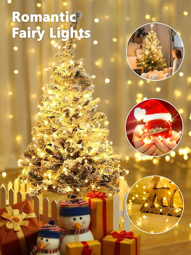 6 Pack Fairy Lights Battery Operated with Remote Control Timer, 26 FT 80 LED String Lights Outdoor Indoor, 8 Mode Twinkle Lights for Christmas Party Wedding Birthday Bedroom Decorations (Warm White)