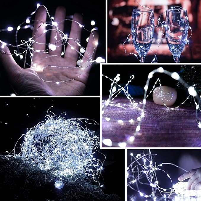Solar String Lights Outdoor, 2-Pack Each 72FT 200 LED Solar Christmas Twinkle Lights Outside Waterproof Copper Wire with 8 Modes Solar Fairy Lights for Garden Tree Birthday Christmas Decor(Cool White)