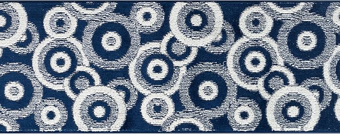 Custom Length Cut to Size Retro Modern Coastal Carpet Runner Rug for Hallways, Non Slip Rubber Backed, 31 inch Wide X Customized Length, Geo Blue, 31 inch X 25 feet