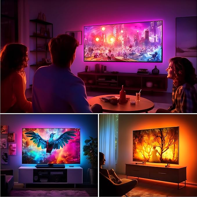 Maylit ICRGB TV LED Backlight, App Control LED Lights for 71-75in TV/Monitor, Music Sync Color Changing TV LED Strip Lights for Home Decor, USB Powered Gaming Accessories Lights for Bedroom Room Decor