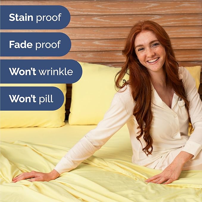 Full 6 Piece Sheet Set - Comfy Breathable & Cooling - Ultra Soft Hotel Luxury Bedding Set w/ 8-16 Inch Deep Pockets - 1 Flat & 1 Fitted Sheet & 4 Pillowcases - Cozy, Wrinkle Free & Easy Care - Yellow