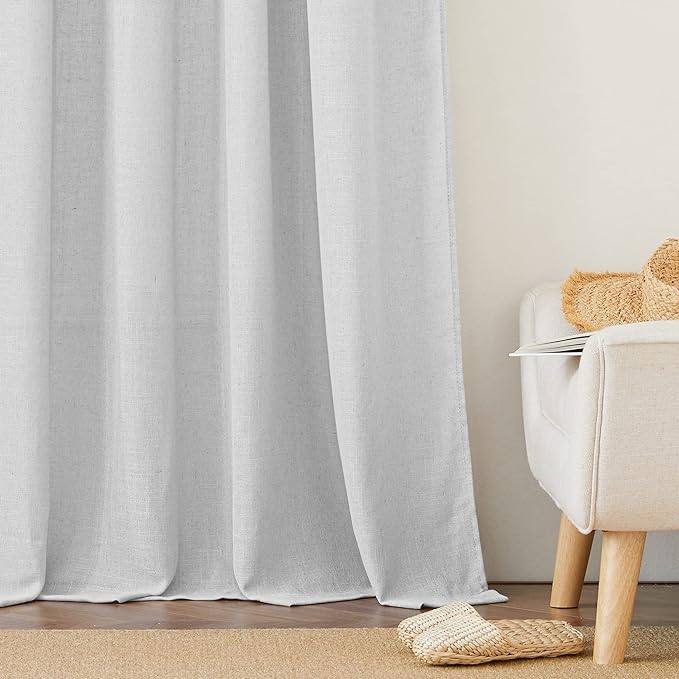 RYB HOME Semi Sheer Curtains for Living Room Bedroom, Vertical Soft 102 inches Long Window Treatments Machine Washable Light Filtering Drapes, W 52 x L 102 inches, Dove Grey, 2 Panels