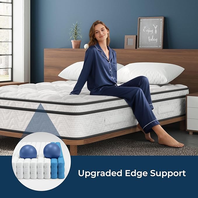 Vesgantti Twin XL Mattress 10 Inch, Fiberglass-Free | Cool Sleep Hybrid Mattress in a Box - Memory Foam & Pocket Springs, Ergonomic Design, Pressure Relief, Medium Firm Feel, 39"*80"*10"