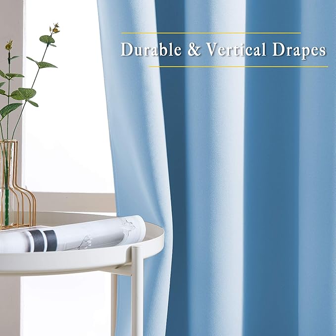 NICETOWN Blue Curtains 96 inches Long, Grommet Thermal Insulated Blackout Curtains Privacy Window Treatments for Boys Room/Living Room, W46 x L96, 2 Panels