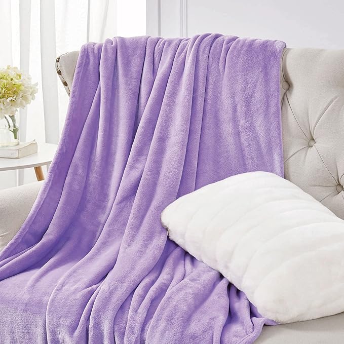 Walensee Fleece Blanket Plush Throw Fuzzy Lightweight (Twin Size 60x80 Lavender) Super Soft Microfiber Flannel Blankets for Couch, Bed, Sofa Ultra Luxurious Warm and Cozy for All Seasons