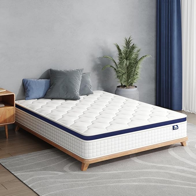 Queen Mattress 10 Inch - Hybrid Mattress Bed in a Box, Medium Firm Support, Pressure & Pain Relief for All Sleepers, CertiPUR-US Certified, Fiberglass-free, Reinforced Edge Support, Motion Isolation