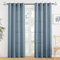 RYB HOME Stone Blue Semi Sheer Curtains 84 inches Long, Grommet Easy Sliding Light Filtering Half Privacy Window Curtains & Drapes for Bedroom Living Room Farmhouse, W 52 x L 84 inches, 2 Pcs