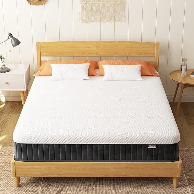 Swbvs Firm Full Mattress, 10 Inch Cooling-Gel Memory Foam & Pocket Spring Hybrid, Firm Feel, Full Size Mattresses, CertiPUR-US Certified, Fiberglass Free