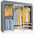 VIPEK V5C Medium Covered Clothes Rack Heavy Duty Portable Closet Wardrobe, Freestanding White Clothing Rack with Grey Upgarded Polyester Cover, Adjustable Custom Closet Rack, 57.9" Lx17.3 Wx76.4 H