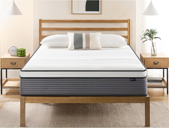 ZINUS 12 Inch True Support Hybrid Mattress [New Version], King, Fiberglass Free, Medium Feel, Motion Isolation, Certified Safe Foams & Fabric, Mattress in A Box