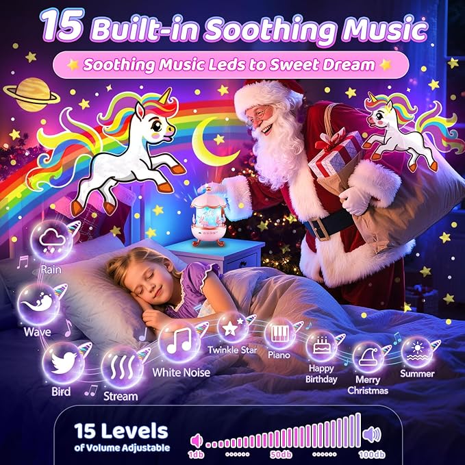 Christmas Gifts for Kids Toys,15 Films Star Lights for Ceiling Projector +15 Sleep Sounds Machine Baby Night Lamp,Remote Timer Cute Pink Nursery Lamp,Exquisite Gifts for Kids Baby Girl Toddler