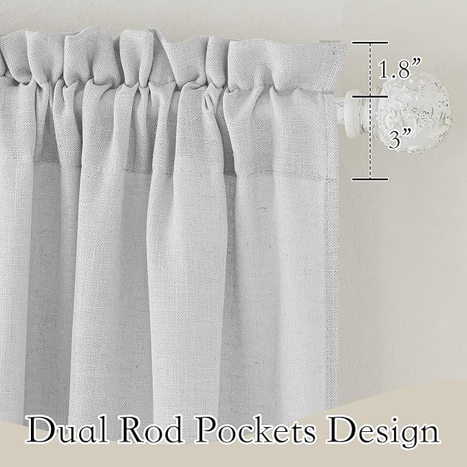 RYB HOME Semi Sheer Curtains for Living Room Bedroom, Vertical Soft 102 inches Long Window Treatments Machine Washable Light Filtering Drapes, W 52 x L 102 inches, Dove Grey, 2 Panels