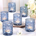 12 Pack Blue Votive Candle Holders, Vintage Blue Candle Holders, Tealight Candle Holder for Wedding Table Centerpieces, Bridal Shower, Home Decor, Birthday, Party Table Decor