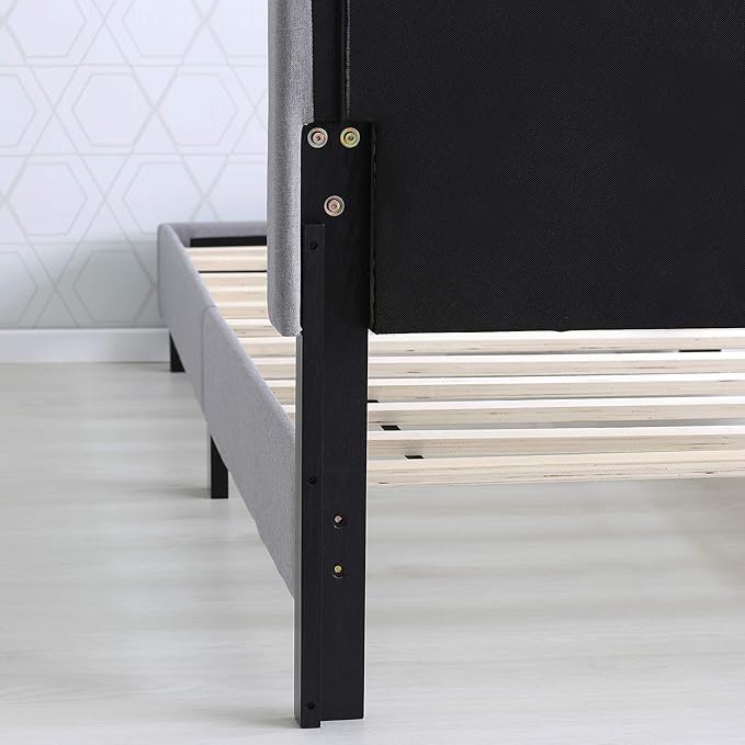 Furinno Laval Button Tufted Upholstered Platform Bed Frame, California King, Glacier