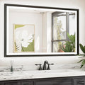 TETOTE Black LED Bathroom Mirror with Lights 48x30 Front & Back Light Vanity Framed Mirror Baroque Gothic Anti Fog Dimmable White/Warm/Natural,CRI90+,Waterproof,Wall Mounted(Horizontal/Vertical)